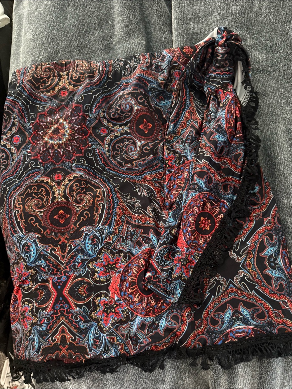 Multicolored boho mini  wrap skirt